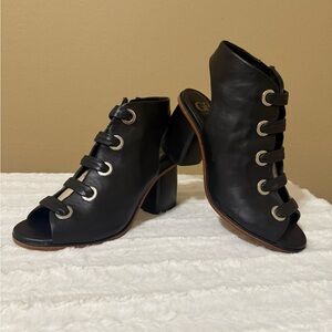 Gianni Bini Black Open-Toe Heeled Booties